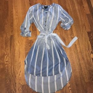 AUW chambray striped Tencel tied shirt dress 6
